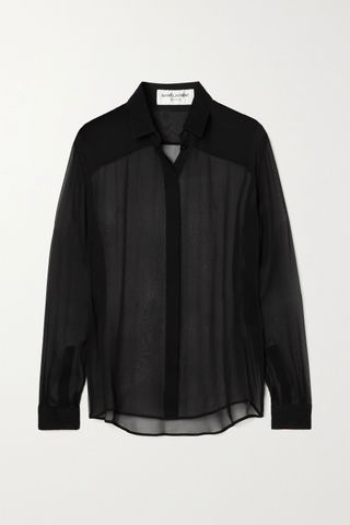Saint Laurent + Silk-Chiffon Shirt