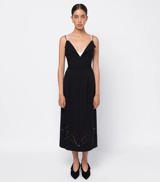Elenareva + Black Midi Dress Embroidered With Trypillian Pattern