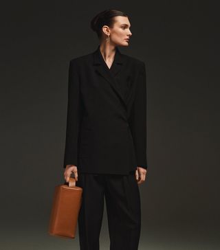 Elenareva + Black Embroidered Oversize Jacket