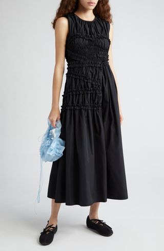 Cecilie Bahnsen + Smock Frill Detail Sleeveless Midi Dress