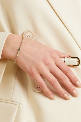 Stone and Strand + Green Goddess 14-Karat Gold, Emerald and Sapphire Tennis Bracelet