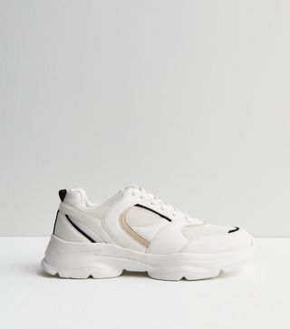 New Look + White Colour Block Mesh Chunky Trainers