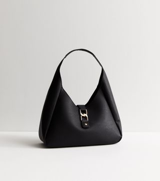 New Look + Black Leather-Look Link Shoulder Bag