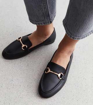 New Look + Black Leather-Look Snaffle Loafer