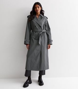 New Look + Dark Grey Belted Longline Trench Coat