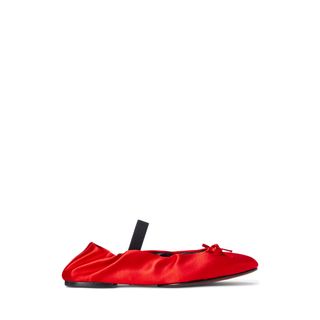 Ralph Lauren + Silk Satin Ballet Flat in Holiday Red