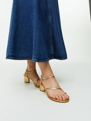 Arket + Heeled Leather Sandals in Gold