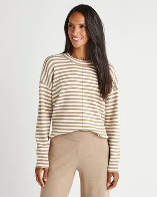 Splendid x Cella Jane + Striped Front Seam Sweater