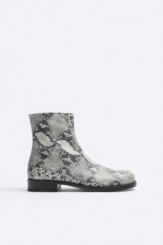 Zara + Snakeskin Print Leather Boots