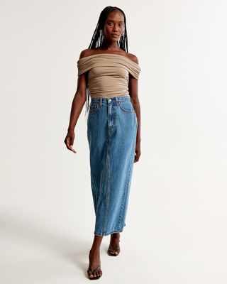Abercrombie & Fitch + Denim Column Maxi Skirt