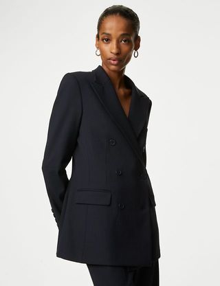 Marks & Spencer + Autograph Wool Blend Double Breasted Blazer