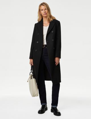 Marks & Spencer + M&S Collection Double Breasted Longline Tailored Coat