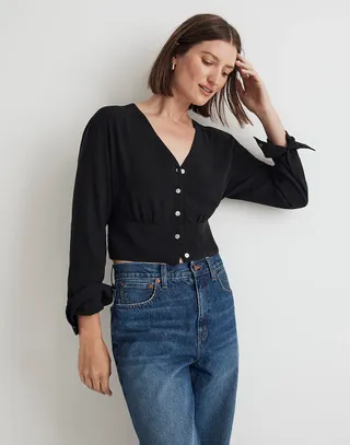 Madewell + V-Neck Button-Front Shirt