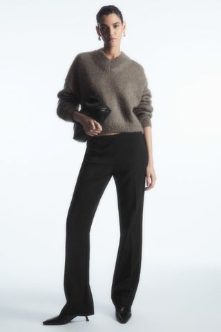 COS + Cropped V-Neck Mohair Sweater