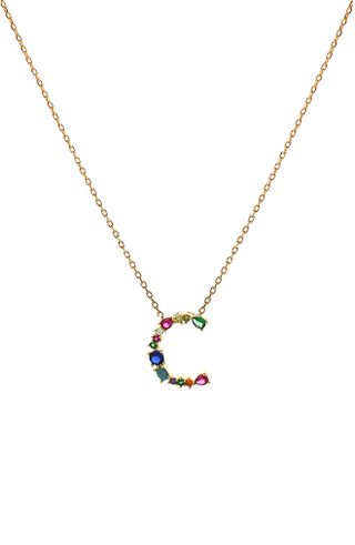Panacea + Multicolor Crystal Initial Pendant Necklace