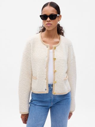 Gap + Boucle Cropped Sweater Jacket