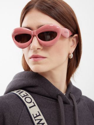 Loewe + Inflated Cateye Sunglasses in Dusty Pink