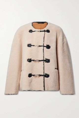 Toteme + Oversized Leather-Trimmed Shearling Jacket