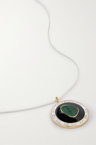 Pascale Monvoisin + Stromboli N°1 9-Karat Gold, Sterling Silver, Resin, Diamond and Turquoise Necklace
