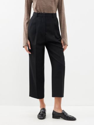 Toteme + Pleated Woven Blend Tailored Trousers