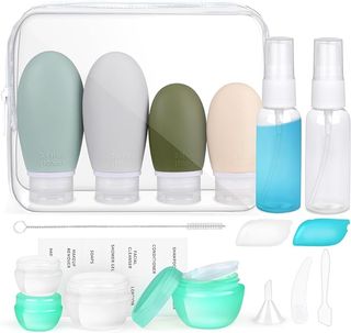 Opret + 18 Pcs Travel Bottles Set for Toiletries, Silicone Travel Containers