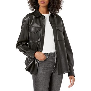 The Drop + Women's @lisadnyc Faux Leather Long Shirt Jacket