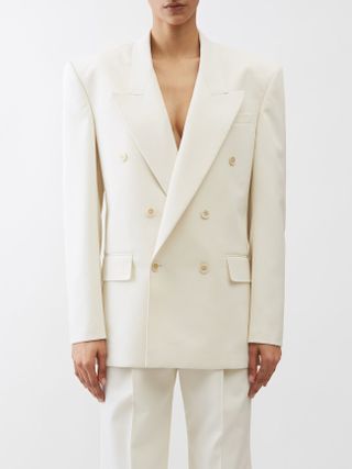 Saint Laurent + Double-Breasted Wool-Gabardine Jacket