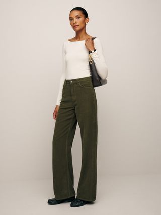 Reformation + Cary High Rise Slouchy Wide Leg Corduroy Pants