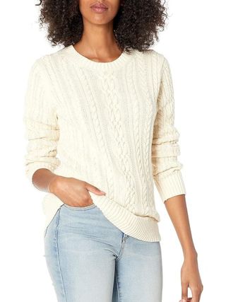Amazon Essentials + Women's Fisherman Cable Long-Sleeved Crewneck Sweater