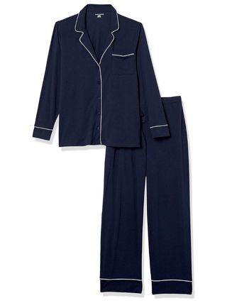Amazon Essentials + Women's Cotton Modal Long-Sleeve Shirt and Full-Length Bottom Pyjama Set