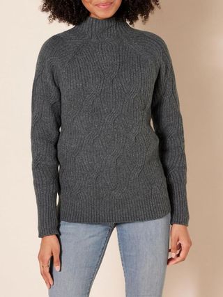 Amazon Essentials + Women's Soft Touch Funnel Neck Cable Jumper