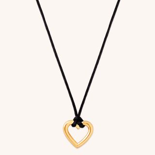 Astrid & Miyu + Heart Charm Cord Necklace in Gold