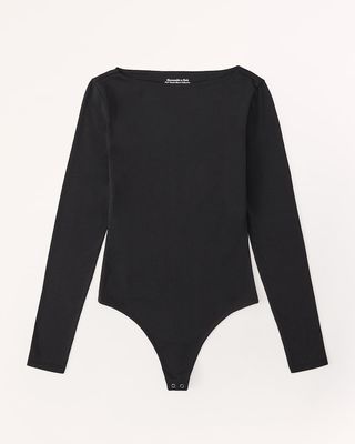Abercrombie & Fitch + Long-Sleeve Cotton-Modal Slash Bodysuit