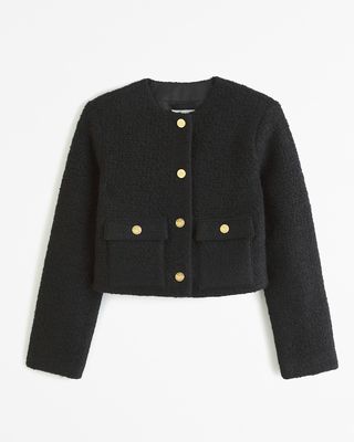 Abercrombie & Fitch + Collarless Boucle Jacket