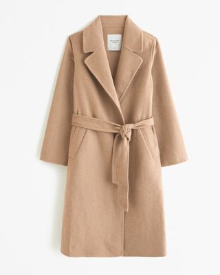 Abercrombie & Fitch + Wool-Blend Belted Blanket Coat
