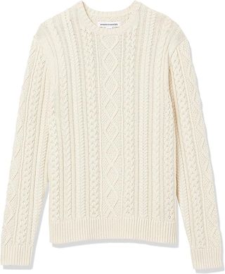 Amazon Essentials + Long-Sleeve 100% Cotton Fisherman Cable Crewneck Sweater