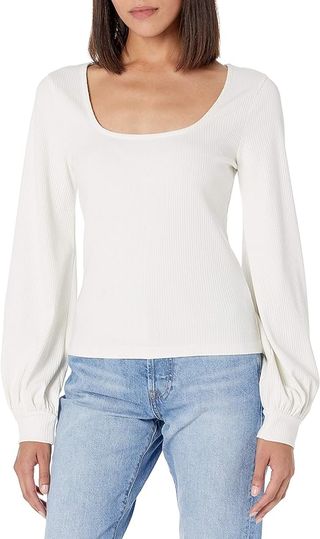 The Drop + x @lucyswhims Square-Neck Balloon-Sleeve Top