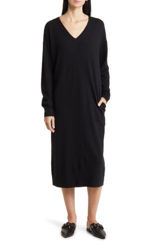 Nordstrom + V-Neck Long Sleeve Wool & Cashmere Sweater Dress