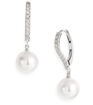 Mikimoto + Diamond & Akoya Cultured Pearl Earrings