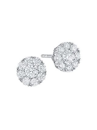 Birks + Snowflake 18k White Gold & Diamond Cluster Small Round Stud Earrings