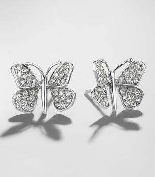 Mimi So + Wonderland 18k White Gold Butterfly Stud Earrings With Diamonds