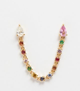 Anita Ko + Double Loop Diamond, Sapphire & 18kt Gold Earring