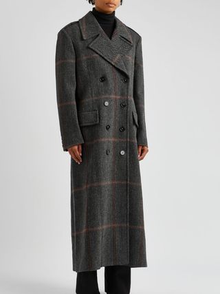 Stella Mccartney + Checked Double-Breasted Wool-Blend Coat