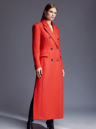 Karen Millen + Italian Wool Maxi Double Breasted Tailored Coat