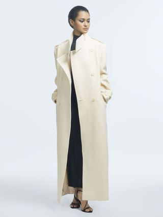 Reiss + Atelier Cream Taylor Atelier Wool Double Breasted Long Coat