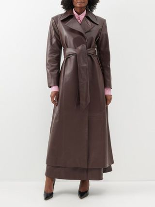 Lurline + Leyla Belted Leather Trench Coat