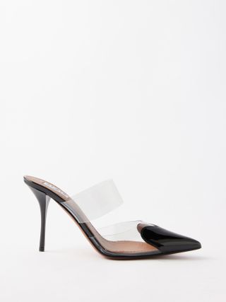 Alaïa + Heart 90 Patent-Leather and Vinyl Mules