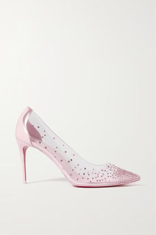 Christian Louboutin + Degrastrass 85 Crystal-Embellished Pvc and Leather Pumps