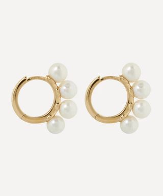 Mateo + 14ct Gold Four Point Pearl Hoop Earrings