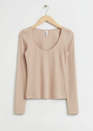 & Other Stories + Scooped Neck Lace Detail Top